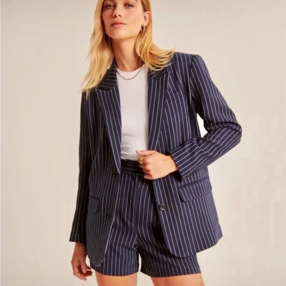 A&F matching suit in navy pinstripe XS jacket S pant